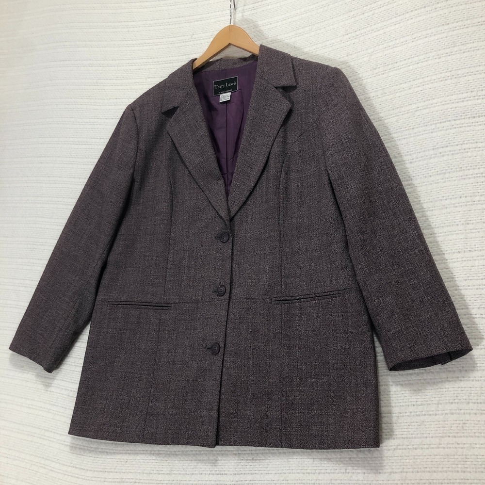 Terry Lewis Blazer Sport Coat Business‎ Casual Career Purple L